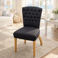 MURDOCH SOLID OAK FRAME LINEN DINING CHAIR BLACK - EOFY STOCK CLEARANCE