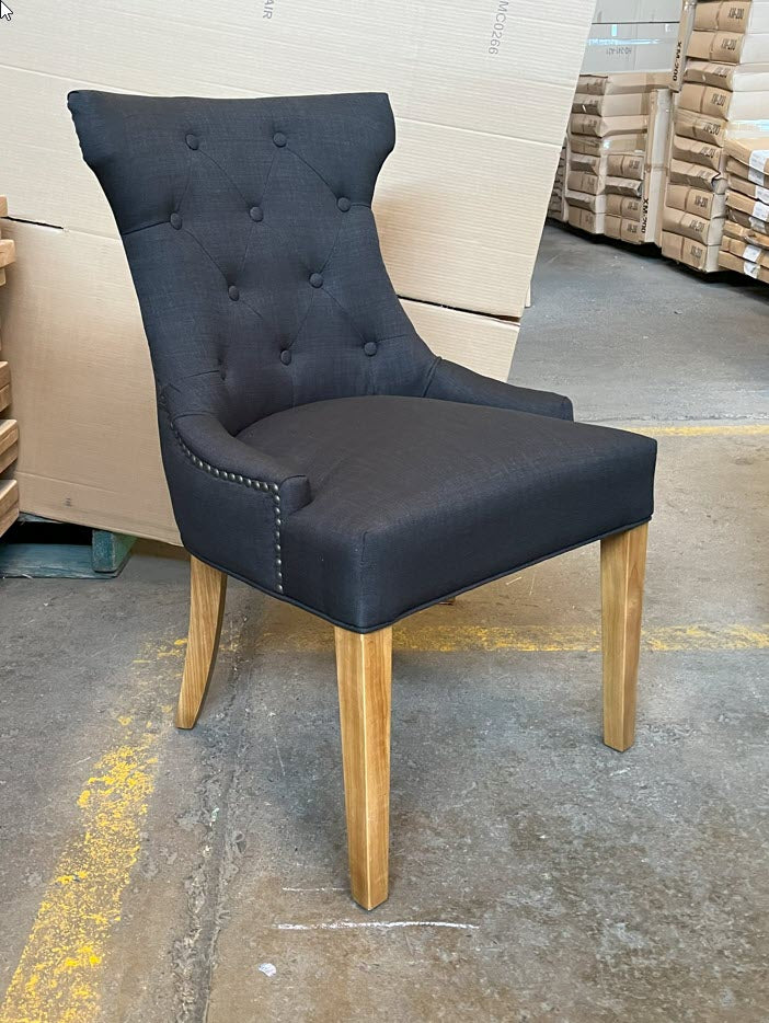RIO SOLID OAK CHAIR IN CHARCOAL WITH OAK LEGS - EOFY SOCK CKEARANCE