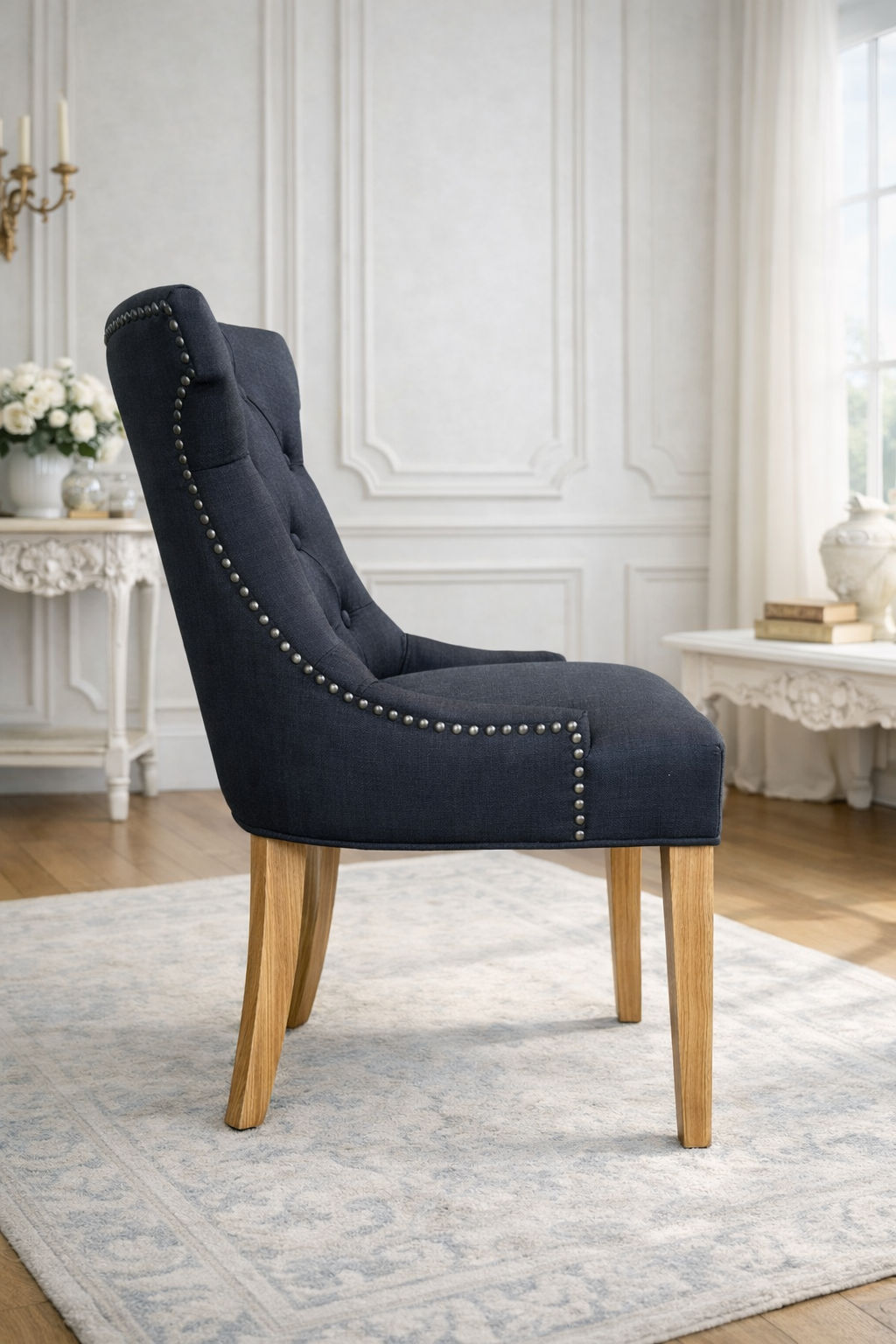 RIO SOLID OAK CHAIR IN CHARCOAL WITH OAK LEGS - EOFY SOCK CKEARANCE