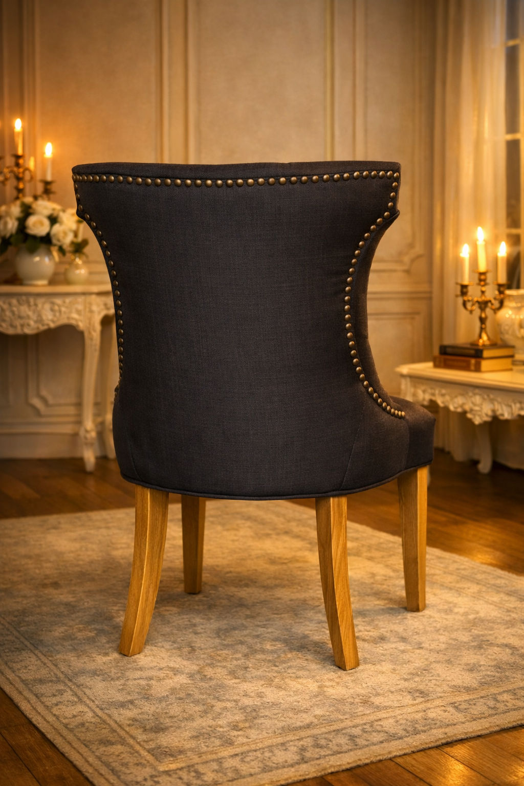 RIO SOLID OAK CHAIR IN CHARCOAL WITH OAK LEGS - EOFY SOCK CKEARANCE