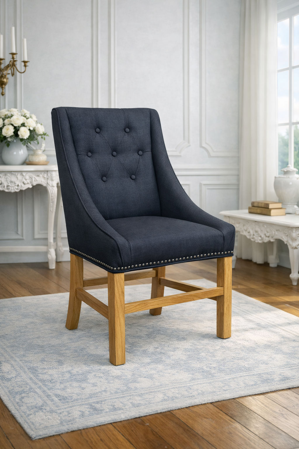 ORTAL SOLID OAK DINING CHAIR IN BLACK - EOFY STOCK CLEARANCE