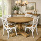 RHIANNON ROUND DINING TABLE IN RECYCLED ELM 120CM DIAMETER + 4 MELROSE DINING CHAIRS IN WHITE