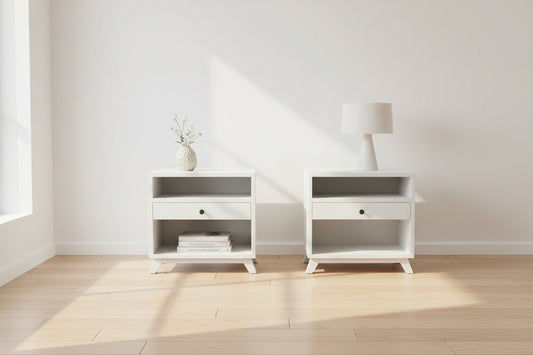 2 X MOUS NIGHTSTAND/LAMP TABLE/BEDSIDE TABLE IN WHITE