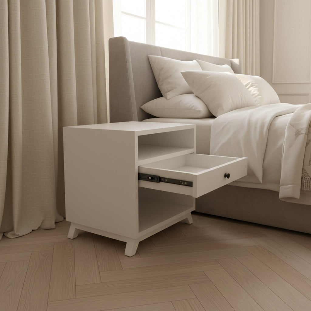 2 X MOUS NIGHTSTAND/LAMP TABLE/BEDSIDE TABLE IN WHITE