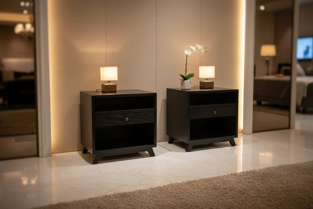 2 X MOUS NIGHTSTAND/LAMP TABLE/BEDSIDE TABLE IN BLACK