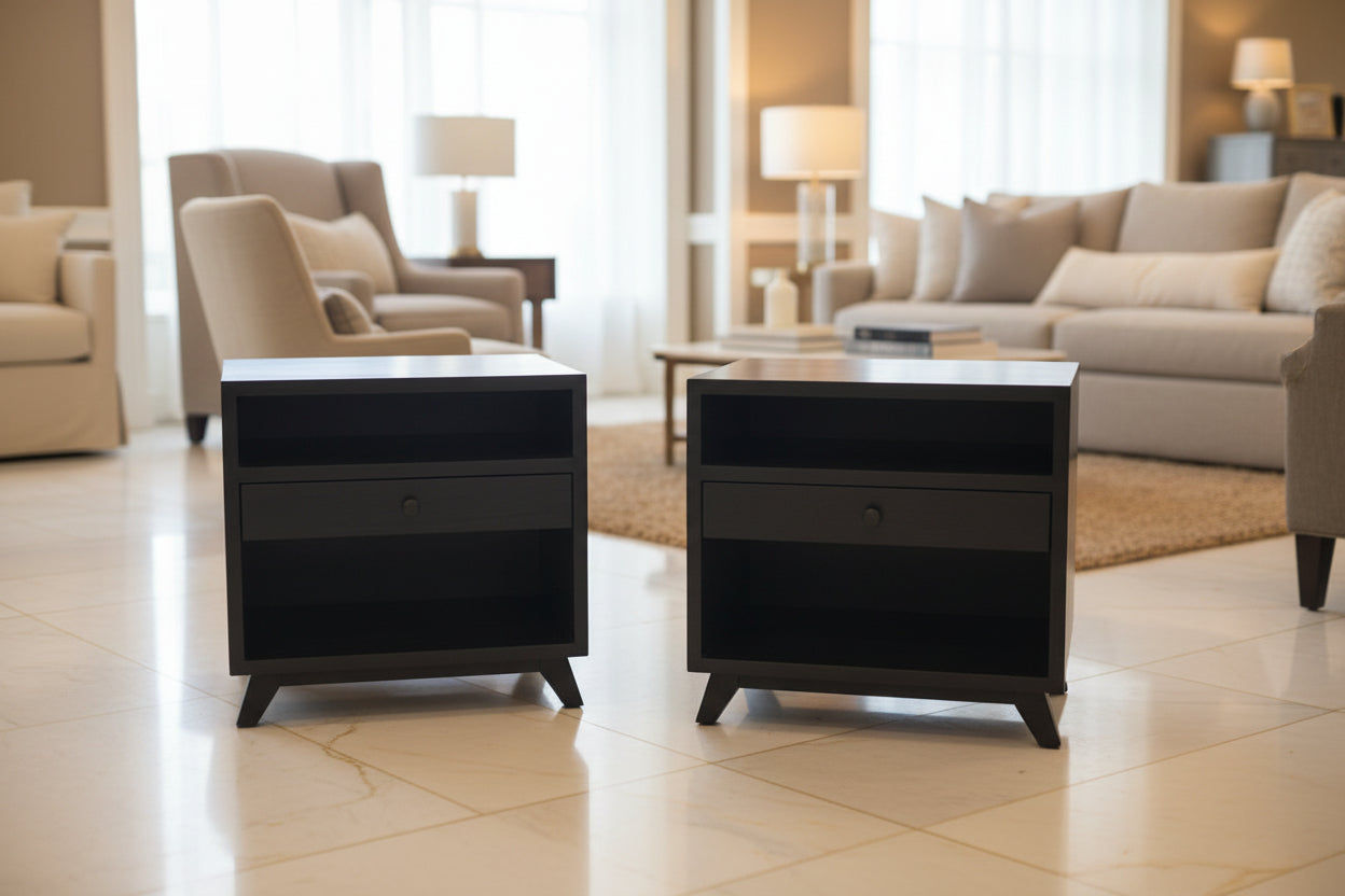 2 X MOUS NIGHTSTAND/LAMP TABLE/BEDSIDE TABLE IN BLACK