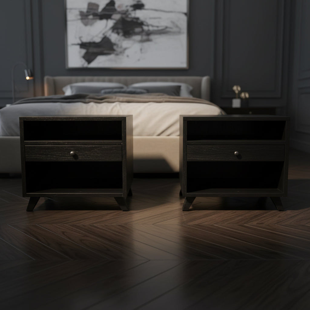 2 X MOUS NIGHTSTAND/LAMP TABLE/BEDSIDE TABLE IN BLACK