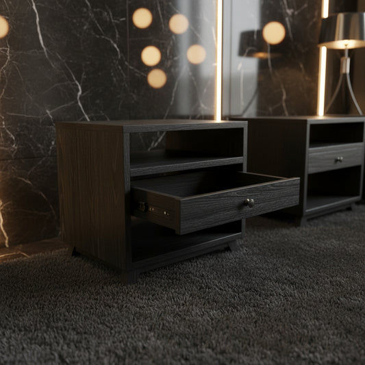 2 X MOUS NIGHTSTAND/LAMP TABLE/BEDSIDE TABLE IN BLACK