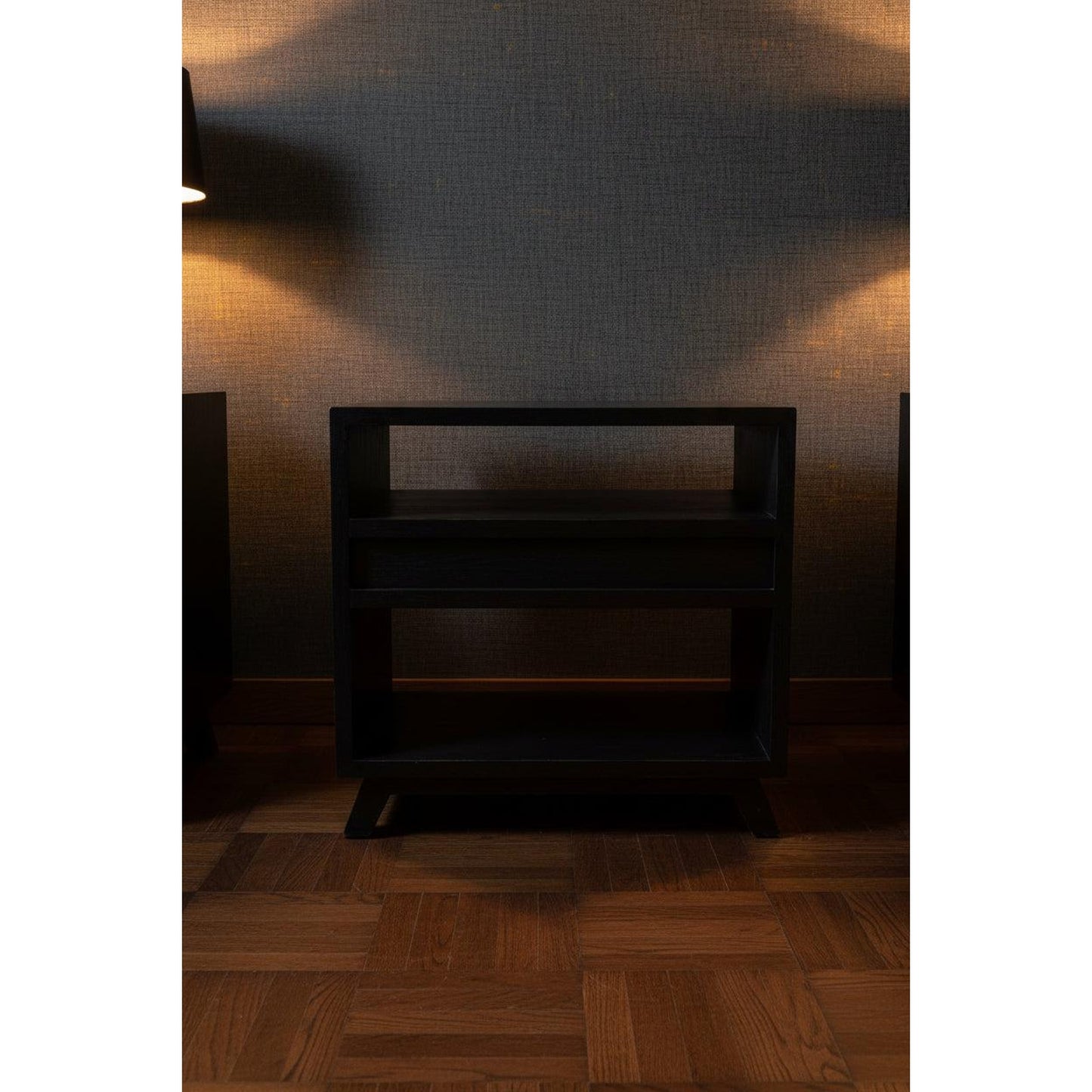 2 x Mous Nightstand / Lamp Table / Bedside Table in Black - Chocolate Wood