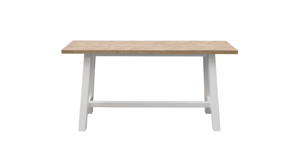 ONDINA PARQUETRY TOP CONSOLE TABLE/HALL TABLE WHITEWASH OAK TOP/WHITE PAINTED BASE 130CM