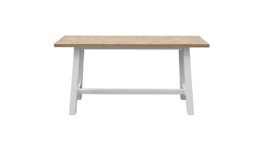 ONDINA PARQUETRY TOP CONSOLE TABLE/HALL TABLE WHITEWASH OAK TOP/WHITE PAINTED BASE 130CM