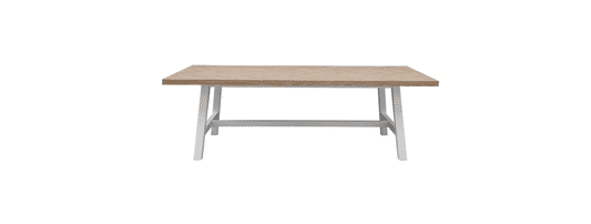 Whitewashed oak top dining table with white painted base, 240cm ONDINA Parquetry Top Dining Table by MyChocolateWood