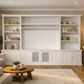 HARRINGTON 5-piece wall unit TV entertainment center and bookshelf by MyChocolateWood, featuring open shelves and storage cabinets.