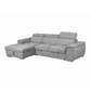 SUTTON FABRIC 2-SEATER SOFA W/ SINGLE BED & LHF CHAISE LIGHT GREY