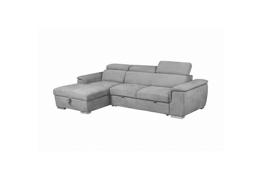 SUTTON FABRIC 2-SEATER SOFA W/ SINGLE BED & LHF CHAISE LIGHT GREY