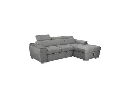 SUTTON FABRIC 2-SEATER SOFA W/ SINGLE BED & RHF CHAISE DARK GREY