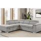SUTTON FABRIC 2-SEATER CORNER SOFA W/BED,STORAGE OTTOMAN & LHF CHAISE LIGHT GREY
