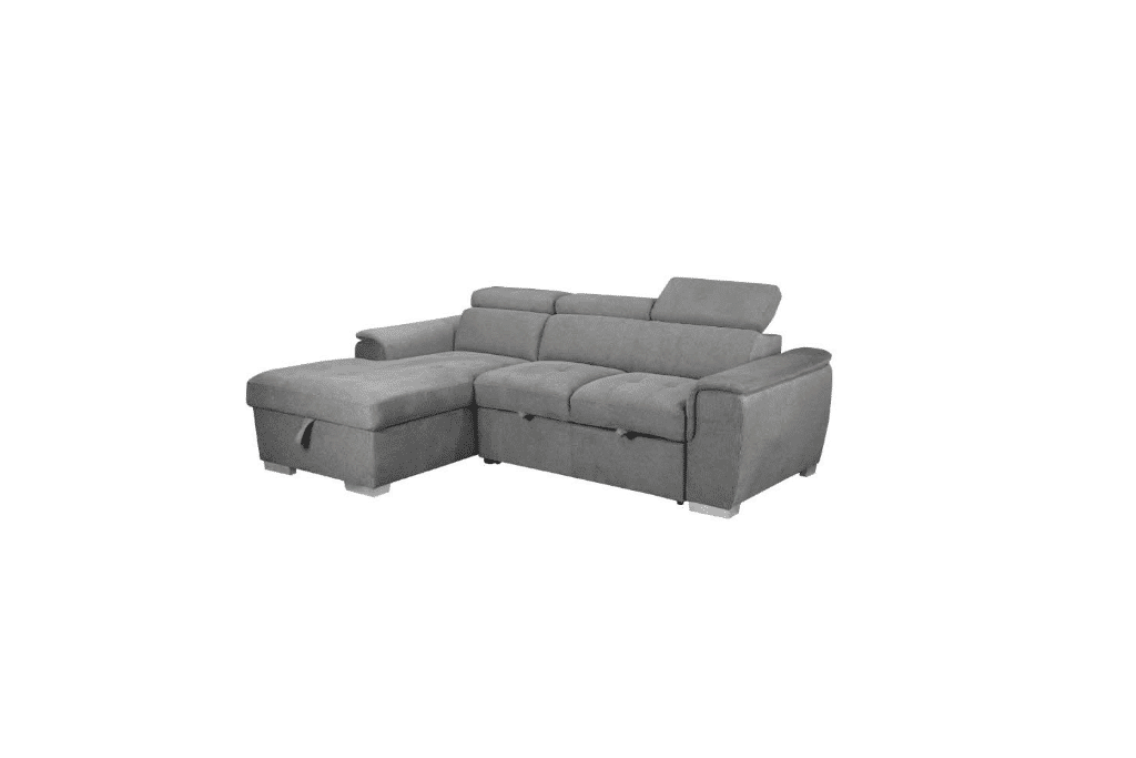 SUTTON FABRIC 2-SEATER SOFA W/ SINGLE BED & LHF CHAISE DARK GREY
