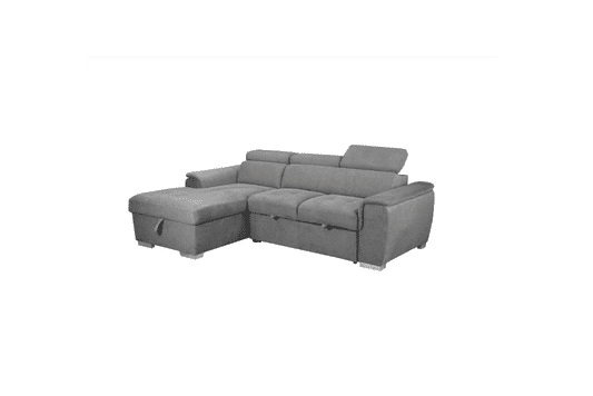 SUTTON FABRIC 2-SEATER SOFA W/ SINGLE BED & LHF CHAISE DARK GREY