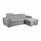 Sutton Fabric 2-Seater Sofa with Single Bed, right hand facing chaise, Light Grey