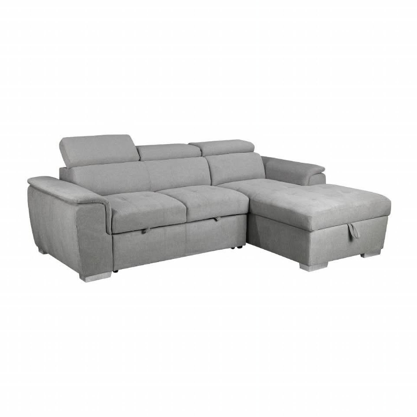 Sutton Fabric 2-Seater Sofa with Single Bed, right hand facing chaise, Light Grey
