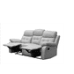STELLAR 3PCE MANUAL LEATHER RECLINER SET - 3 SEATER + 2 SINGLE RECLINERS SILVER