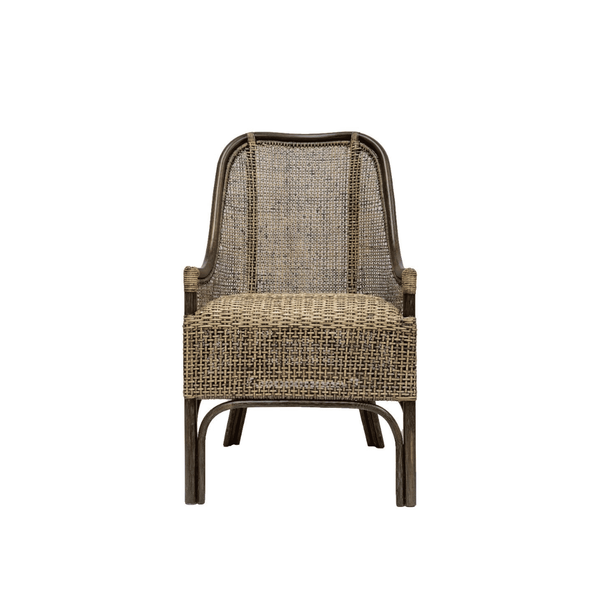Malibu Hamptons Rattan Dining Chair in Black Shadow - Chocolate Wood