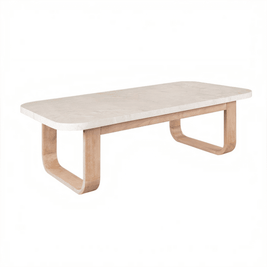 VERONA EUCALYPTUS TIMBER COFFEE TABLE CREAM/LIGHT SMOKE