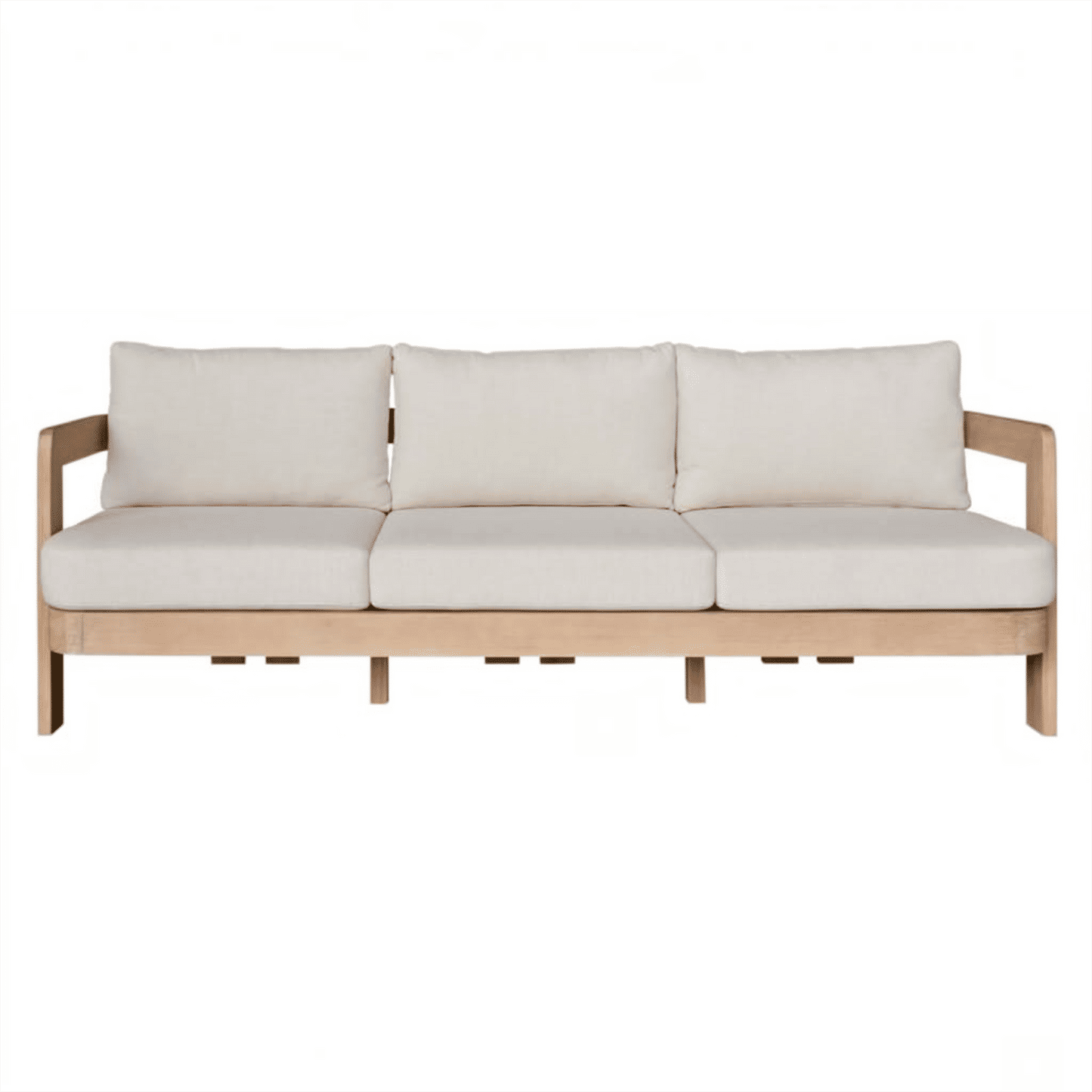 Verona Eucalyptus Timber 3-Seater Outdoor Sofa in Cream / Light Smoke
