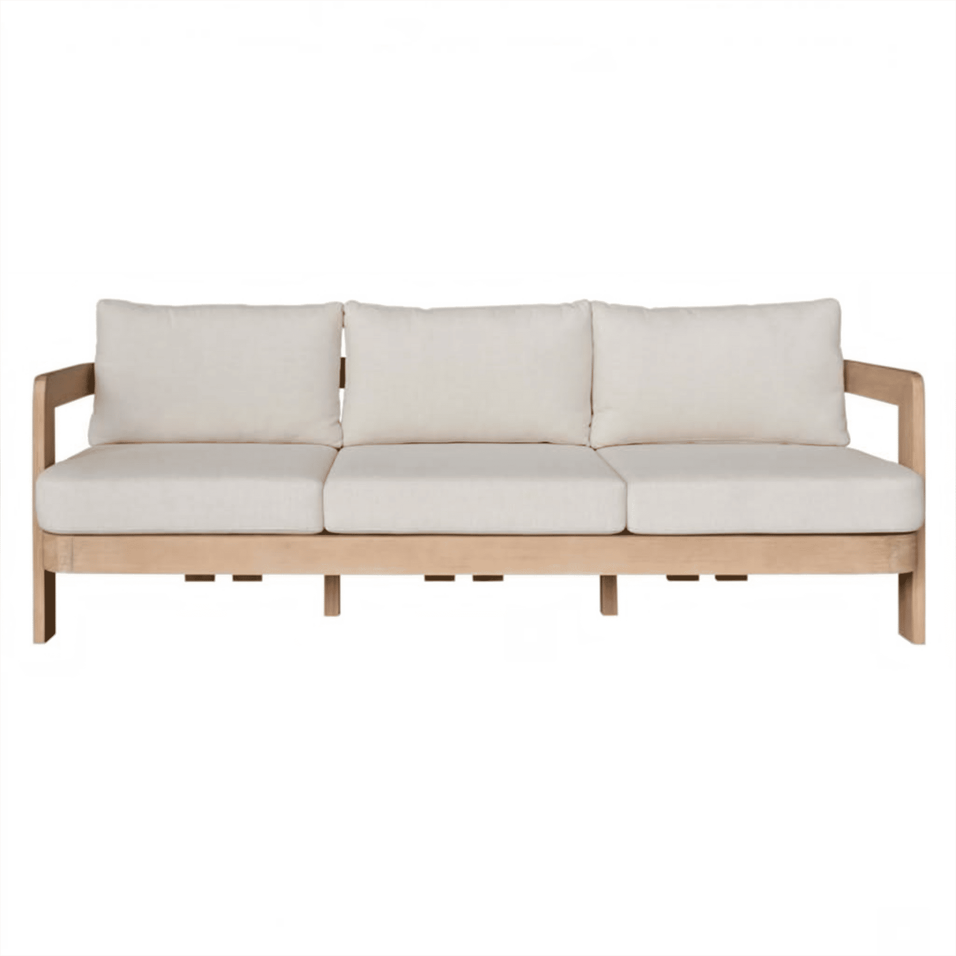 Verona Eucalyptus Timber 3-Seater Outdoor Sofa in Cream / Light Smoke