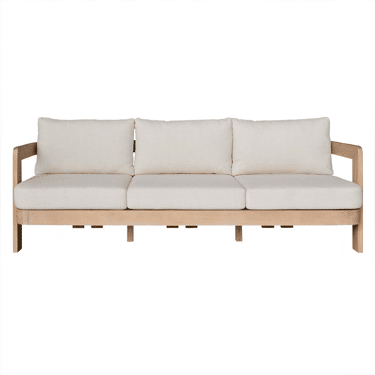 VERONA EUCALYPTUS TIMBER 3-SEATER OUTDOOR SOFA CREAM/LIGHT SMOKE