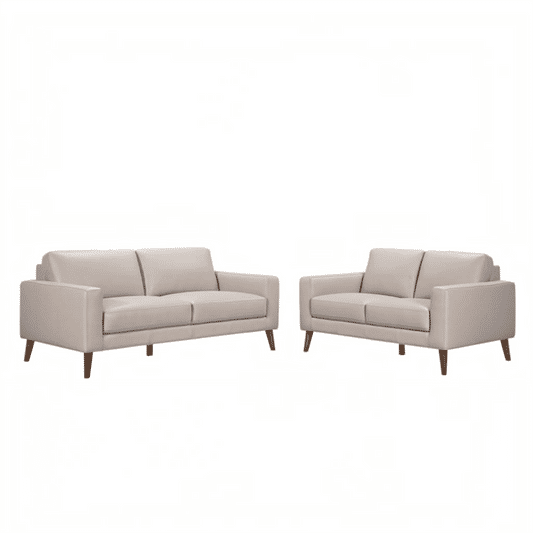 THORNA 2-SEATER + 3-SEATER  REAL LEATHER SOFA SET WHEAT