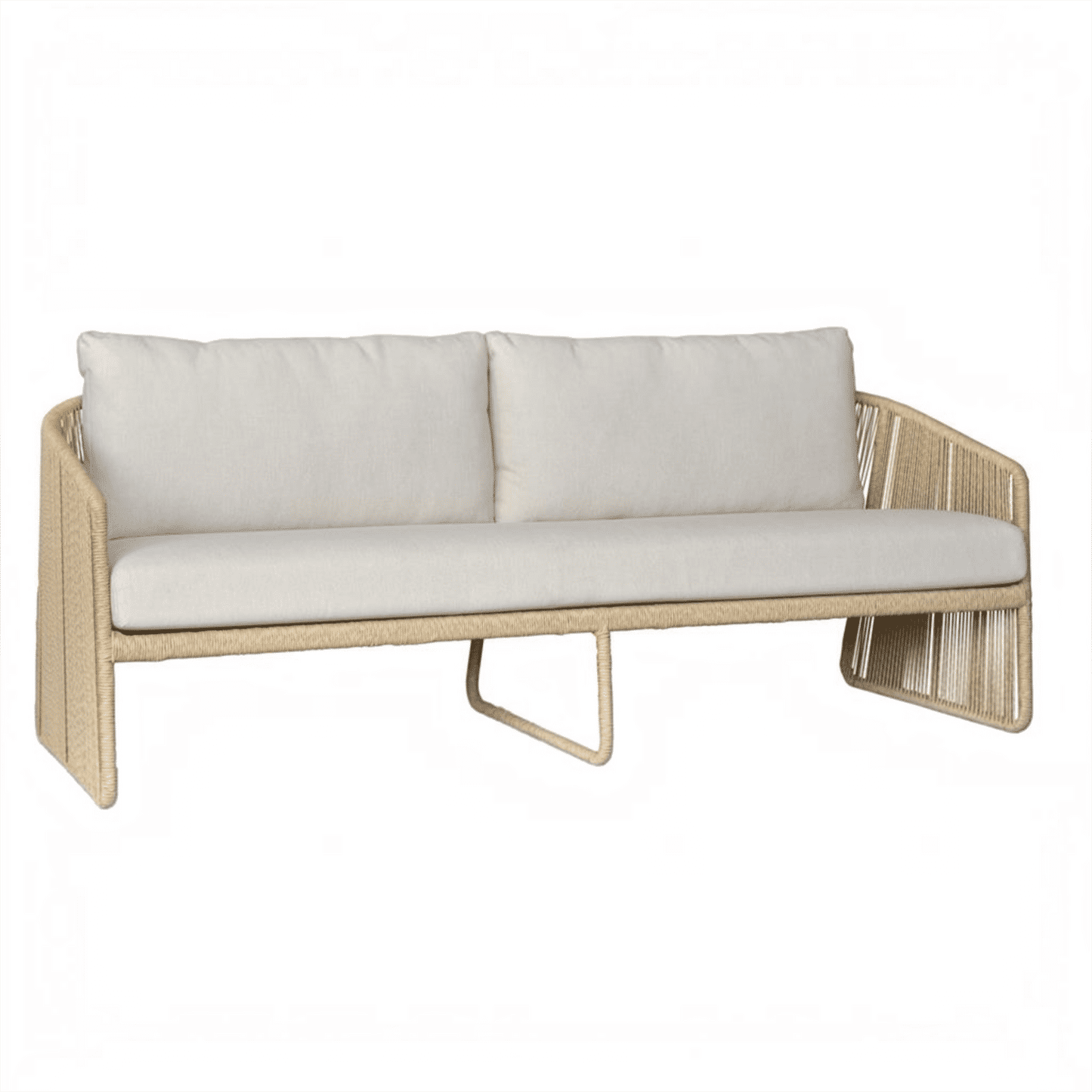 DORVEN WICKER & STEEL 3-SEATER OUTDOOR SOFA NATURAL/CREAM