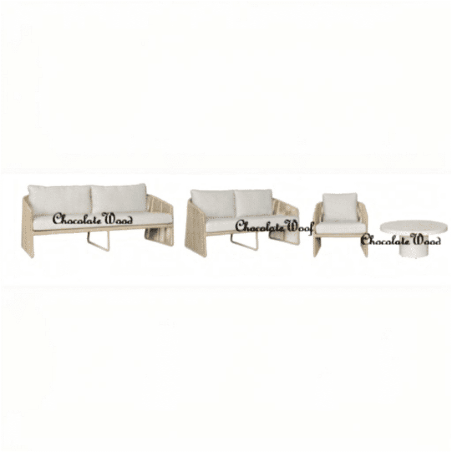 DORVEN WICKER & STEEL 2-SEATER OUTDOOR SOFA NATURAL/CREAM