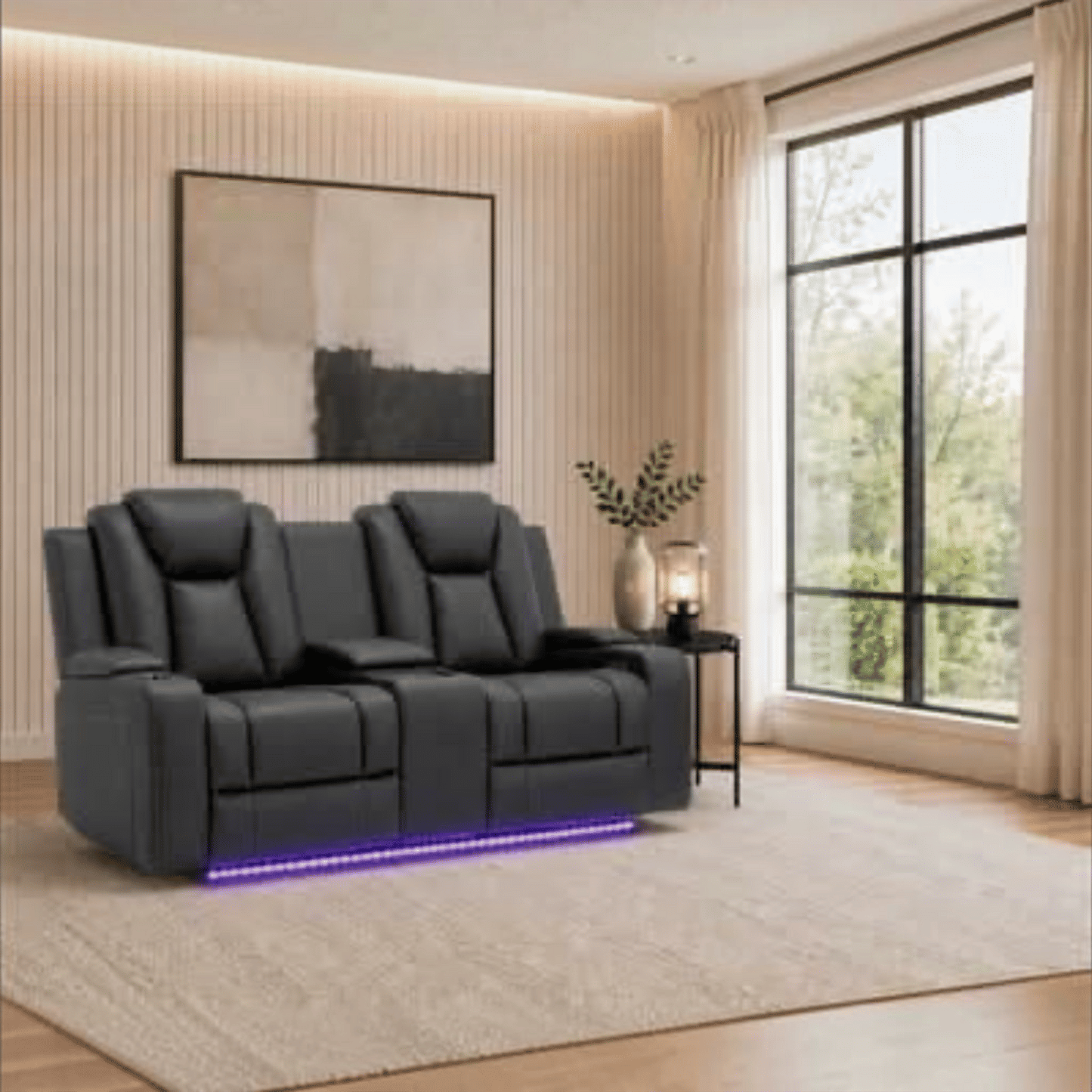 Midgley Fabric 2-Seater Recliner with Console & Dual Motor in Charcoal
