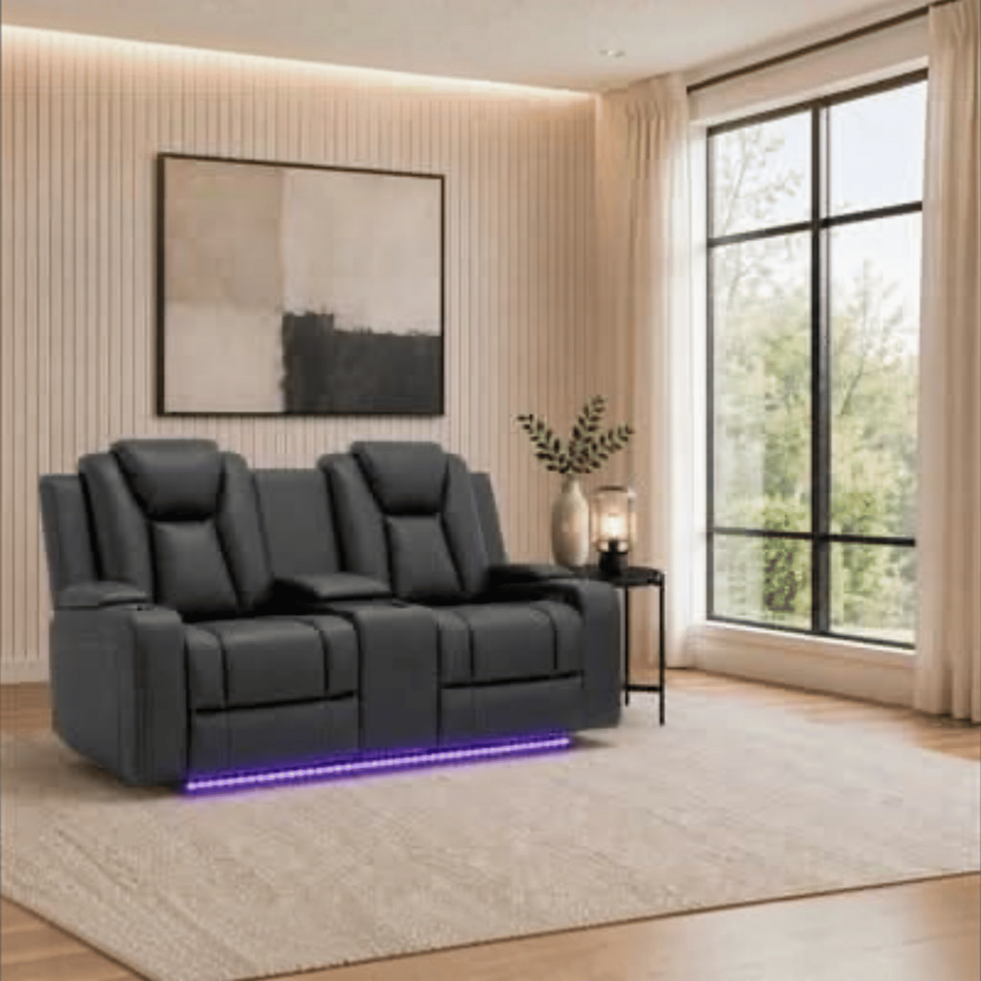 Midgley Fabric 2-Seater Recliner with Console & Dual Motor in Charcoal