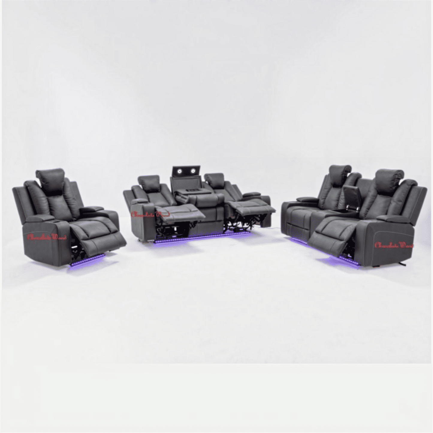 Midgley Fabric 2-Seater Recliner with Console & Dual Motor in Charcoal