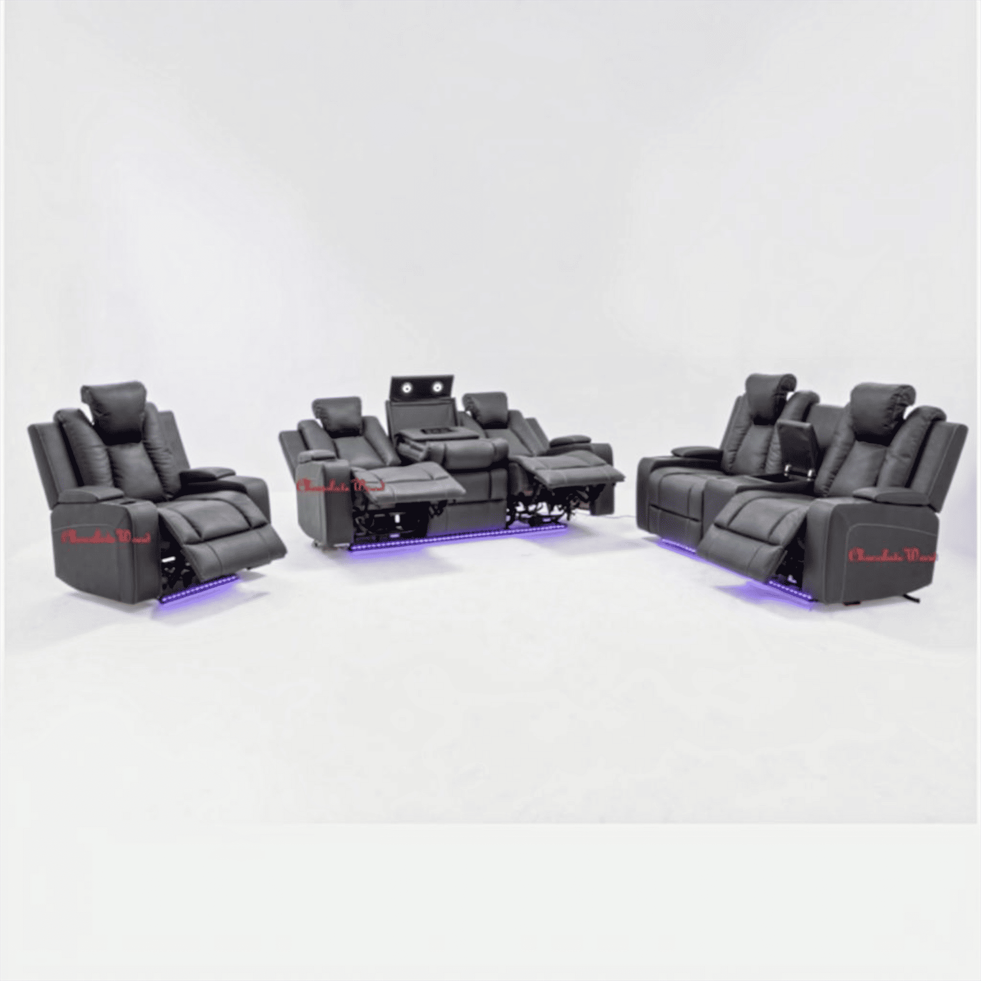 Midgley Fabric 2-Seater Recliner with Console & Dual Motor in Charcoal