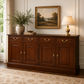 Tasmania Solid Mahogany 4 Door 4 Drawer Buffet / Sideboard in Mahogany - Chocolate Wood