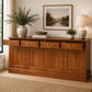 Tasmania Solid Mahogany 4 Door 4 Drawer Buffet / Sideboard in Light Pecan - Chocolate Wood
