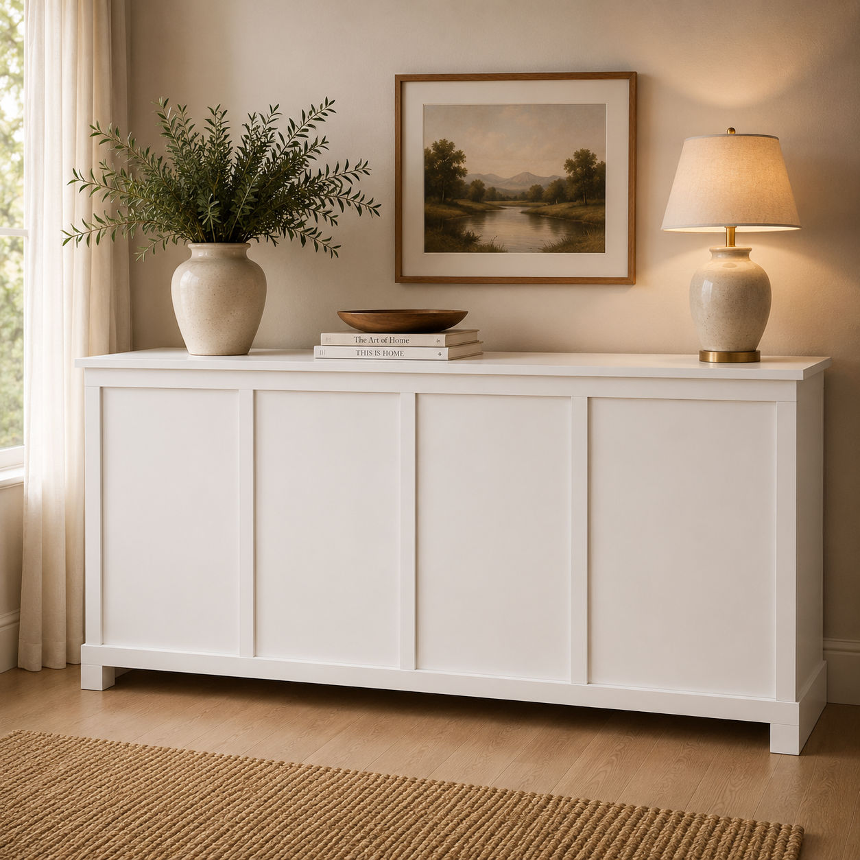 Tasmania Solid Mahogany 4 Door 4 Drawer Buffet / Sideboard in White - Chocolate Wood