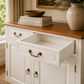 Tasmania Solid Mahogany 4 Door 4 Drawer Buffet / Sideboard in White and Caramel - Chocolate Wood