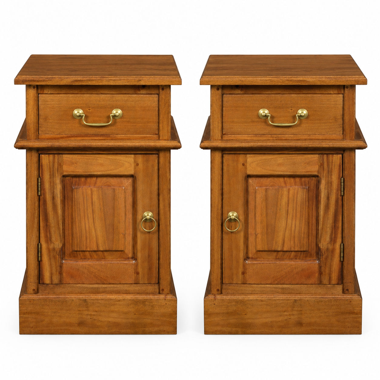 Pair of Tasmania Solid Mahogany Timber Bedside Tables in Light Pecan - Chocolate Wood