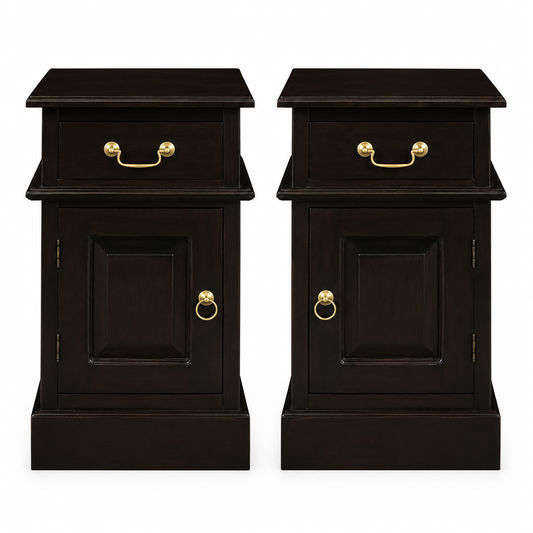 Pair of Tasmania Solid Mahogany Timber Bedside Tables in Chocolate - Chocolate Wood