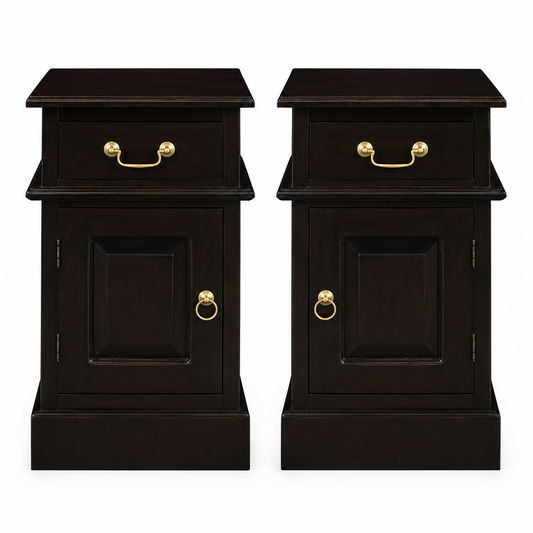 Pair of Tasmania Solid Mahogany Timber Bedside Tables in Chocolate - Chocolate Wood