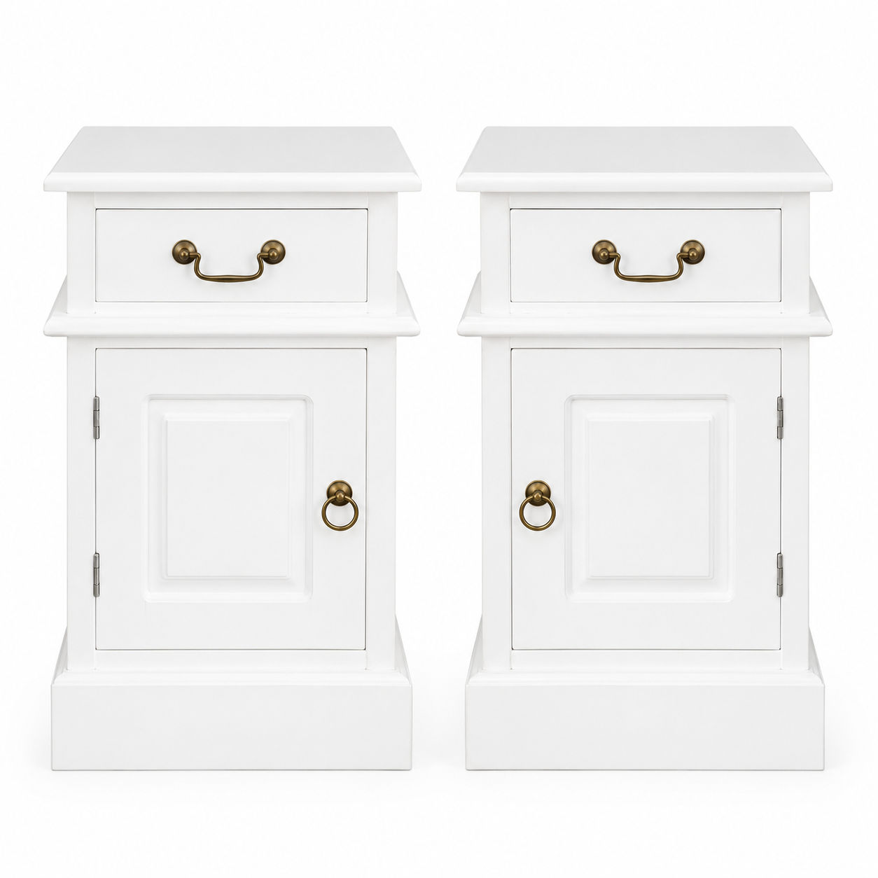 Pair of Tasmania Solid Mahogany Timber Bedside Tables in White - Chocolate Wood