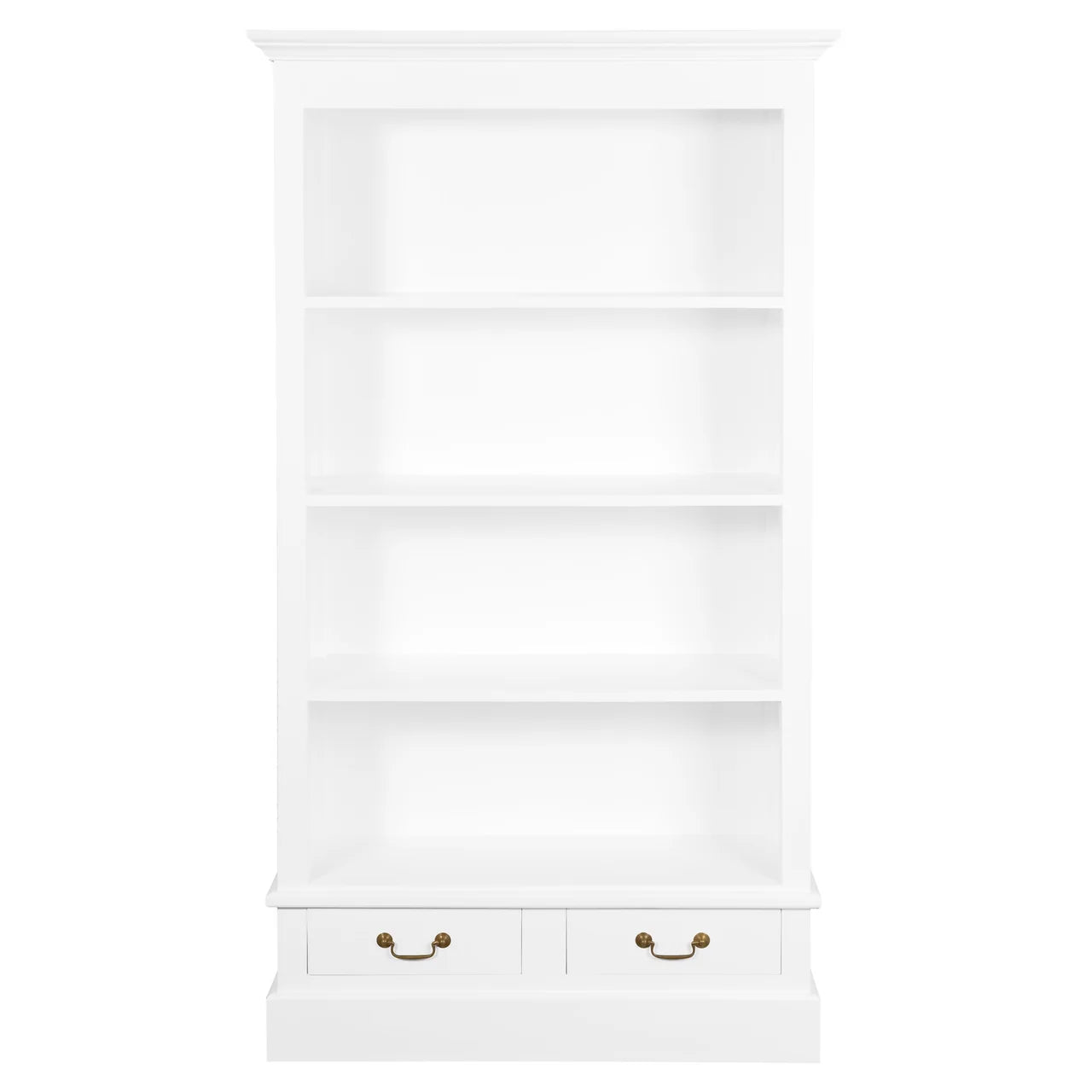 Tasmania Solid Mahogany Wide 2 Drawer Bookcase in White - Chocolate Wood