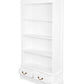 Tasmania Solid Mahogany Wide 2 Drawer Bookcase in White - Chocolate Wood