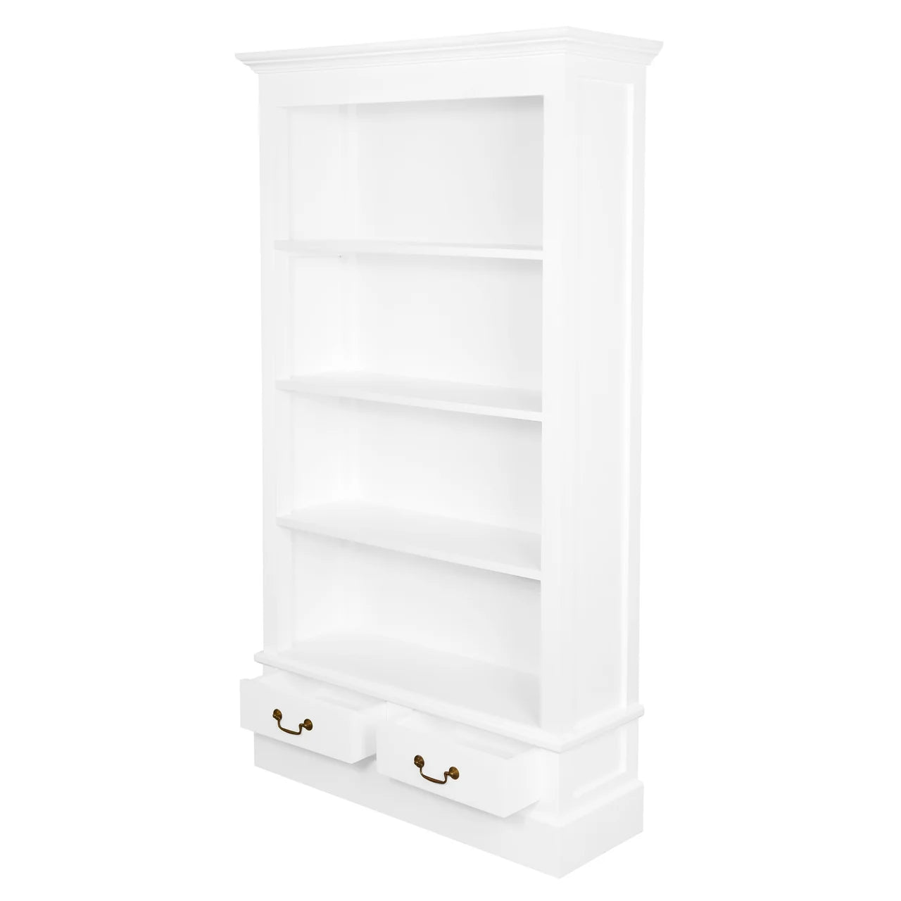 Tasmania Solid Mahogany Wide 2 Drawer Bookcase in White - Chocolate Wood