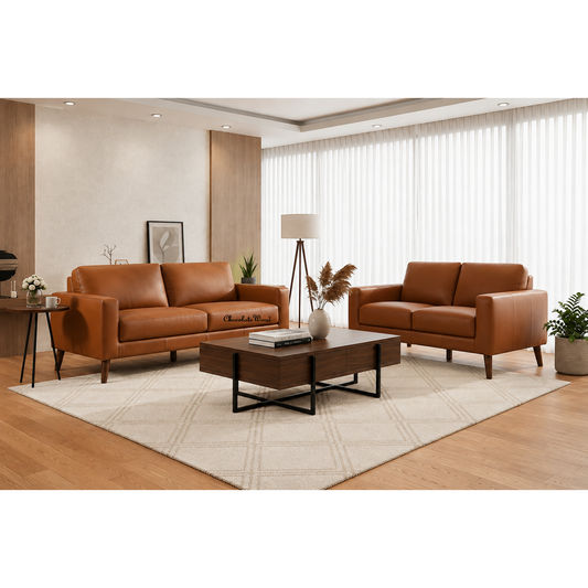 Thorna 2-Seater & 3-Seater Real Leather Sofa Set